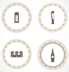 Vintage labels with icons