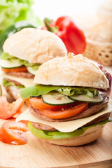 Sandwiches on plate. Selective focus.