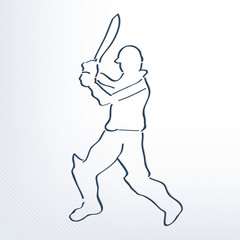 Cricket batsman in playing motion, sports concept.