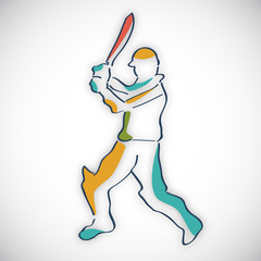 Cricket batsman in playing motion, sports concept.