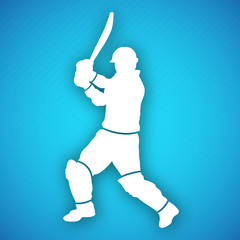 Cricket batsman in playing motion, sports concept.