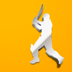Cricket batsman in playing motion, sports concept.