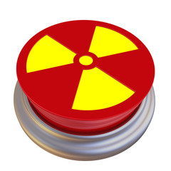 Obraz premium Красная кнопка с символом радиоактивной опасности