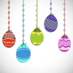 Vintage Easter seamless pattern with decorated eggs.