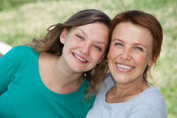 happy mother and daughter