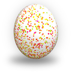 Obraz premium Uovo di pasqua con piccoli cerchi colorati rossi su fondo bianco