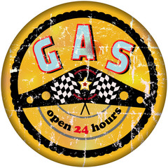 Vintage gas station sign, vector illustration