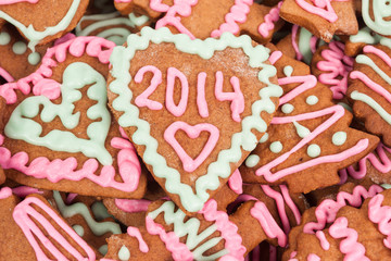 Homemade new year cookie with 2014 number