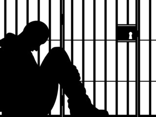 Ilustração de homem na prisão - a solidão e a depressão