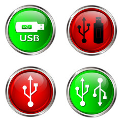 USB buttons on white background.