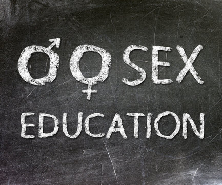 Sex Education Title Of Sex Symbol - White Chalk On Blackboard