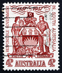 Postage stamp Australia 1957 South Australia Coat of Arms