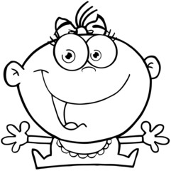 Outlined Happy Baby Boy With Open Arms