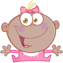 Happy African American Baby Girl With Open Arms