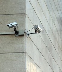 Security cameras on the wall