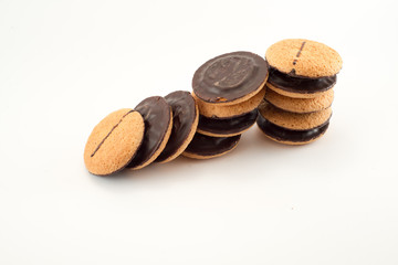 Jaffa cakes - traditional cookies covered with chocolate and fil