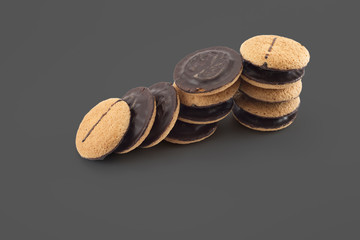 Jaffa cakes - traditional cookies covered with chocolate and fil