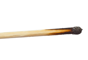 burnt match isolated on white background clipping path