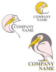 Logo pelican on the sun. Three variations.