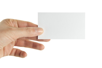Female hand holding business card, clipping path