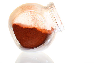 Fototapeta na wymiar Close up jar with paprika spice isolated