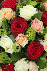 Bridal arrangement in pink, red and white