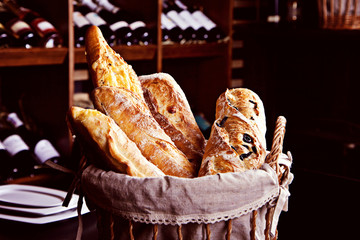 Fresh bread in basket