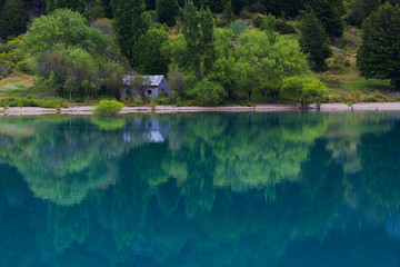 Obraz premium Reflections in a mountain lake, Carretera austral, Chile