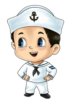 Cute cartoon illustration of a sailor