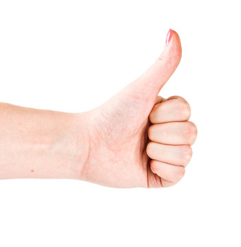 Woman hand with thumb up