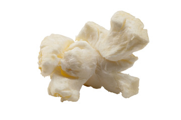Single popcorn isolated on white