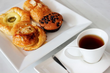 pastries for tea time served with tea