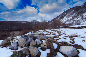 Winter scenery in the Transylvanian Alps