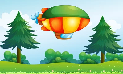 Printed kitchen splashbacks Aircraft, balloon A colorful aircarft above the hill