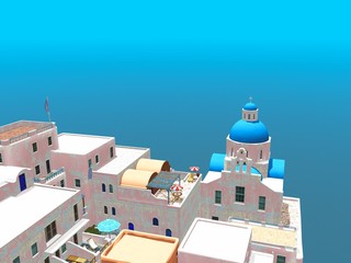 View of Oia, Santorini, Greece.