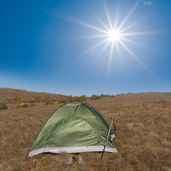 touristic tent among a steppe