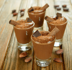 Chocolate dessert on a brown table