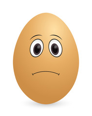 Disappointed egg on white background. Emotion, Face