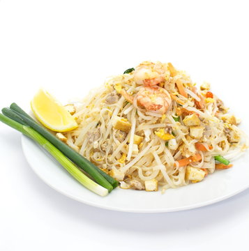 Thai food Pad thai , Stir fried noodles with shrimp