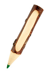 Big wooden pencil isolated on white background