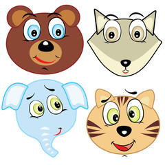 cute cartoon animal head icons
