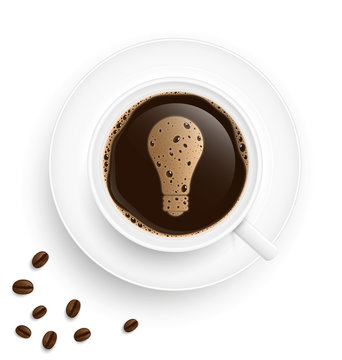 Idea coffee cup with beans