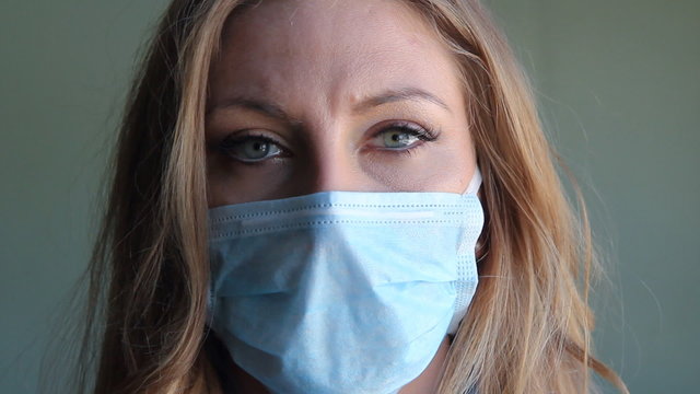 Young woman with medical mask.