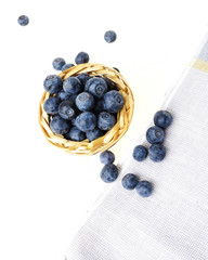 fresh blueberries on a white background