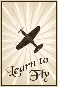 Vector vintage poster with a plane