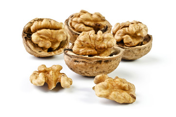 Walnuts, isolated over white