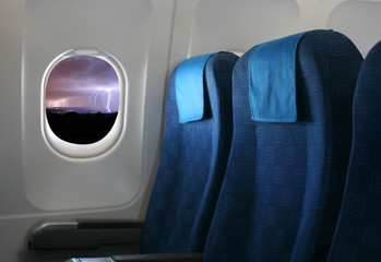 airplane seat and window