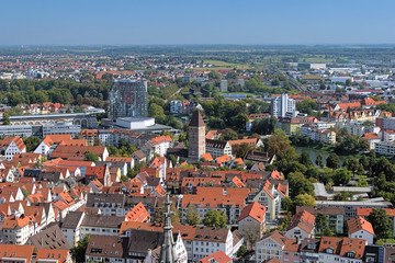 Fototapeta na wymiar View on Ulm from Ulm Minster, Germany