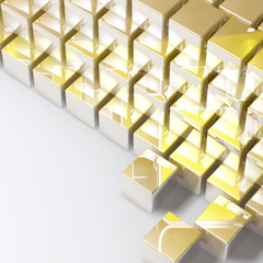 Abstract golden cubes on white background