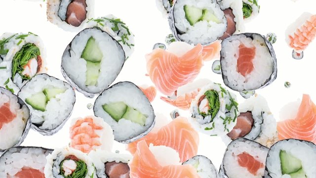 Falling Sushi as background video (with Alpha)